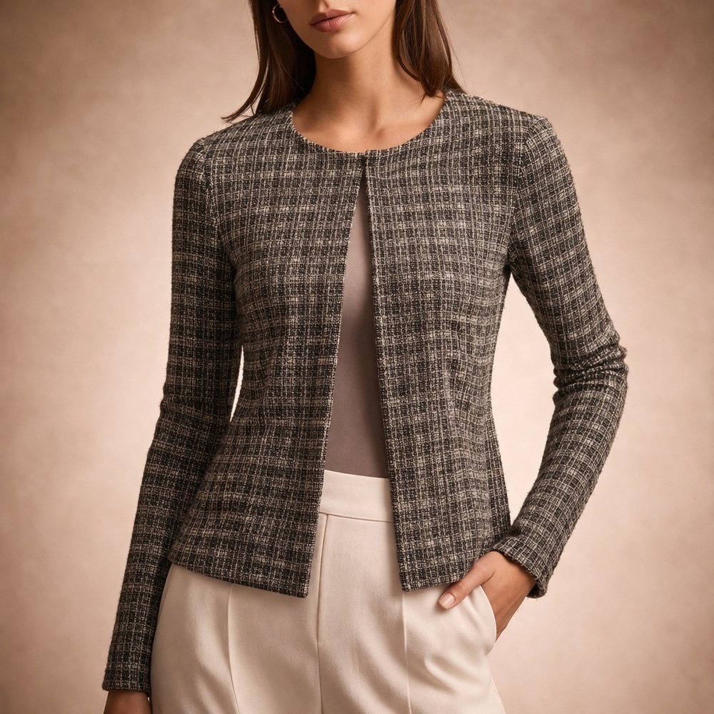 J.Jill Wherever Collection Textured Open Front Jacket Petite Medium Workwear